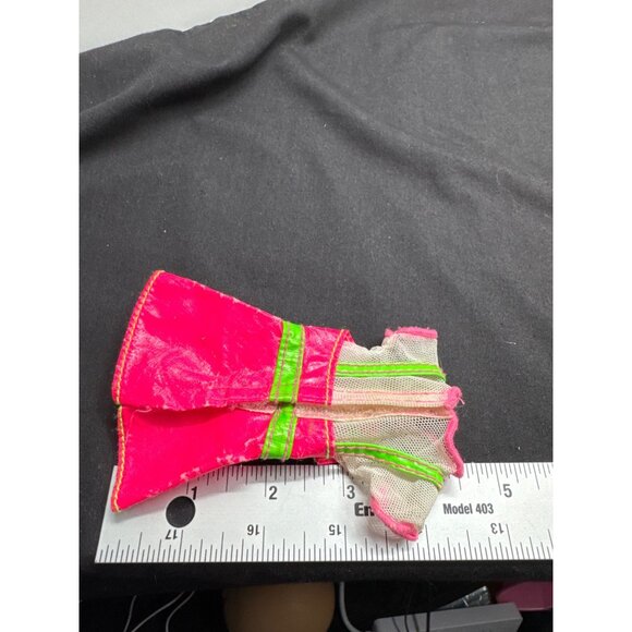 Mattel Sticker Craze Vintage 1997 Barbie Doll Dress Pink & Green Floral Mesh Tri - Picture 6 of 7